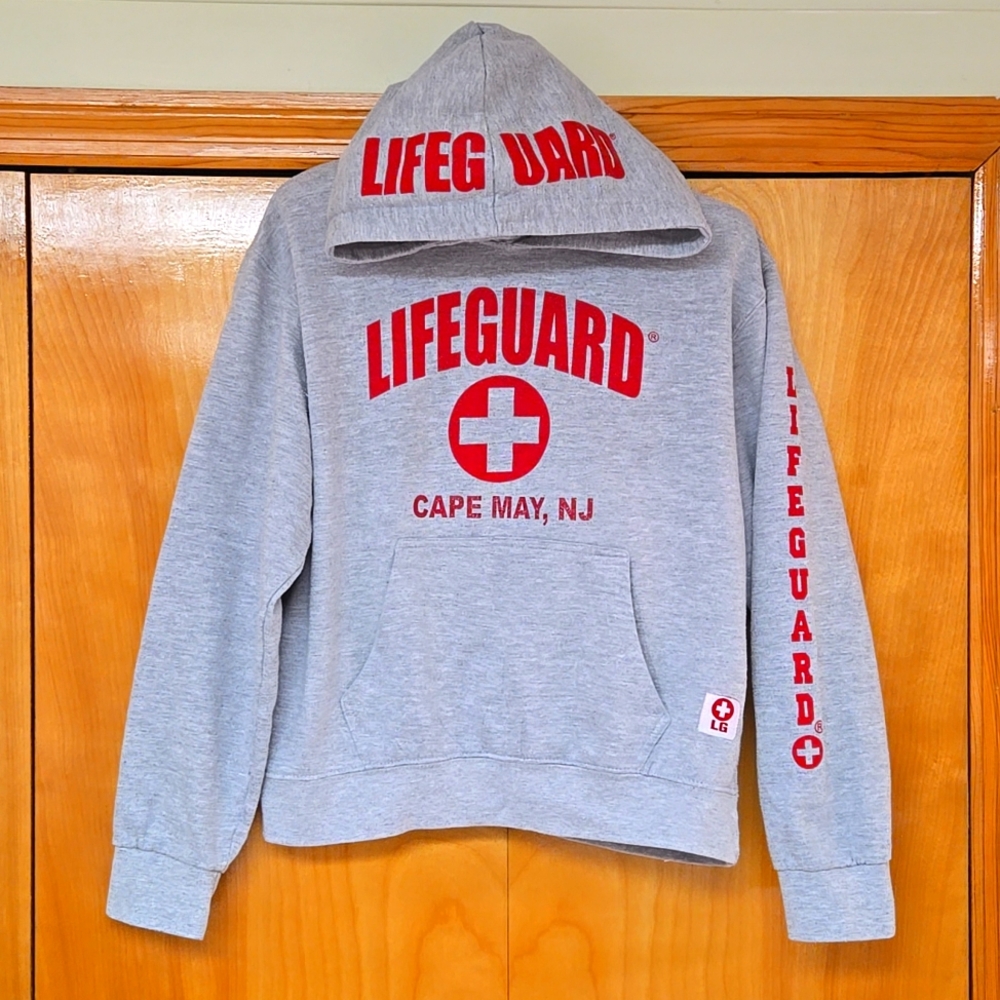 Gray sweatshirt hoodie Lifeguard Cape May NJ Size Medium 10-12